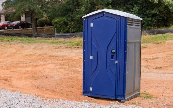 Special event portable restrooms arranged with stanchions in Potsdam, New York