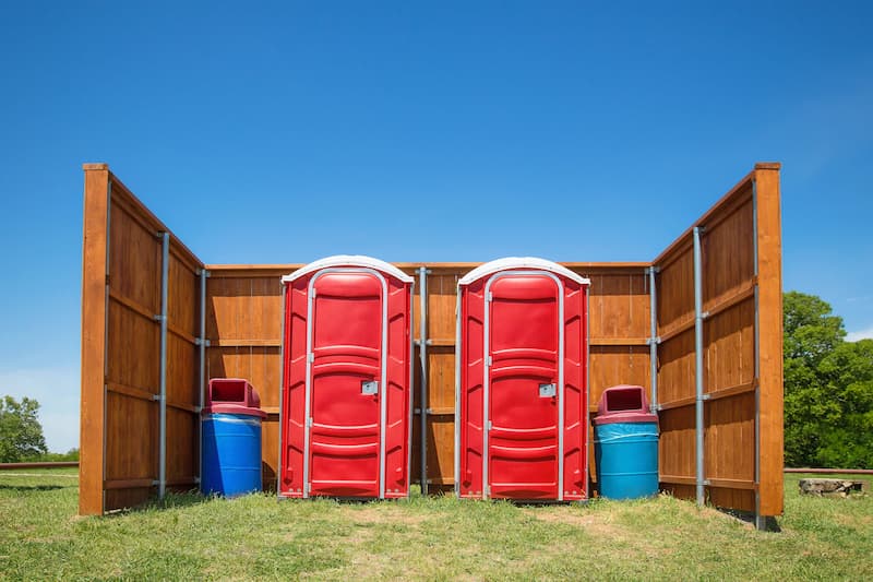 Short-term porta potty units staged for delivery in Potsdam, New York