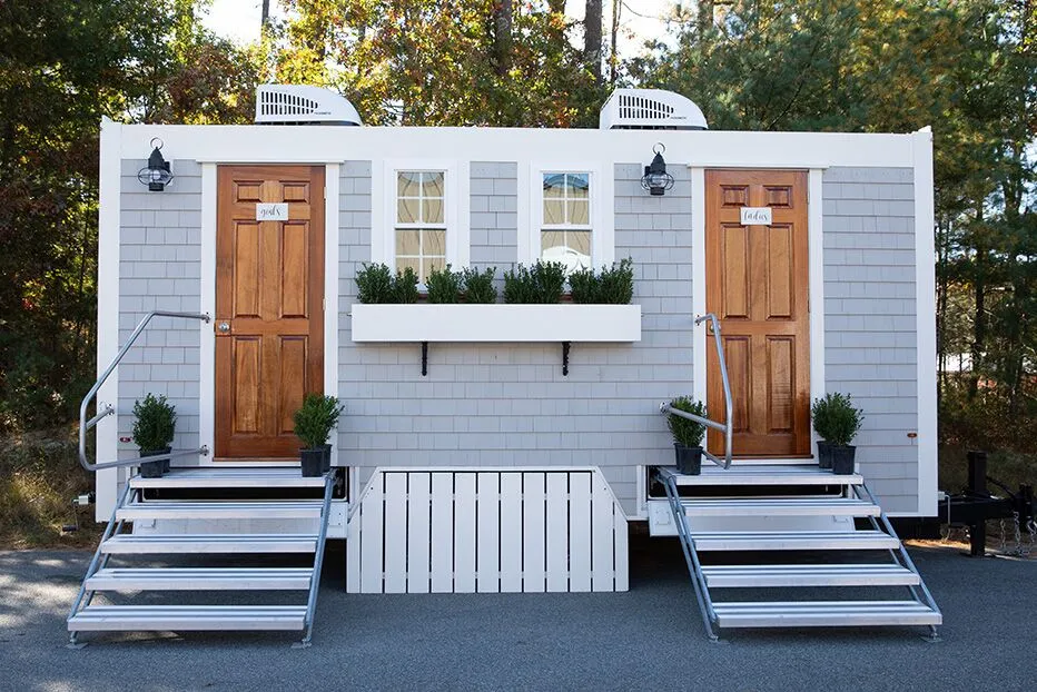 Wedding restroom units discretely staged at a venue in Potsdam, New York